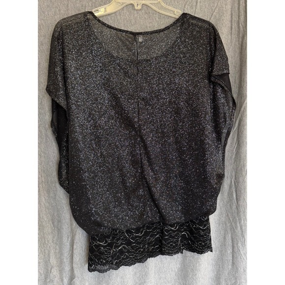 Studio Y Black Silver Glitter Lace Fairy Whimsigoth Rave Disco Y2K Womens Small - Picture 3 of 9